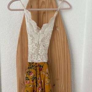 Backless Lace Floral Romper